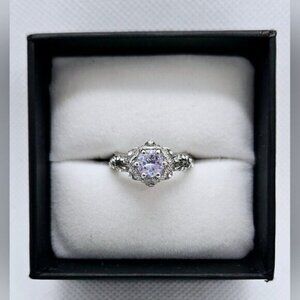 White Gold Tone Mosaic Diamond Anniversary / Engagement Ring NWT